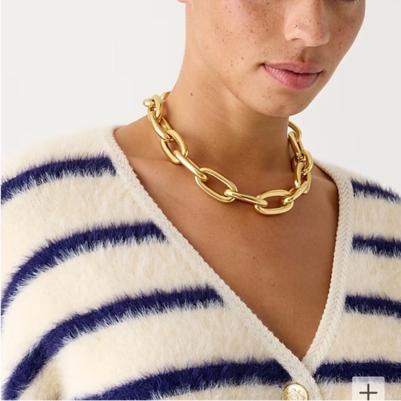 J. Crew Sweater Lady Jacket in Striped Brushed Yarn Nautical White and Navy (L) - Picture 4 of 14